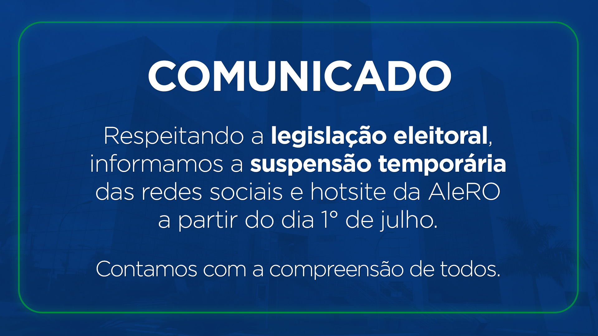 Comunicado Assembleia Legislativa de Rondônia